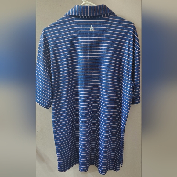 Burmuda Sands Blue Striped Polo With Logo On Sleeve. Sz L - Picture 6 of 6